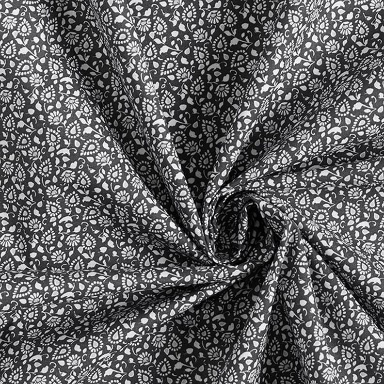 Tkanina bawełniana kreton Drobny wzór paisley – ciemnoszary,  image number 3
