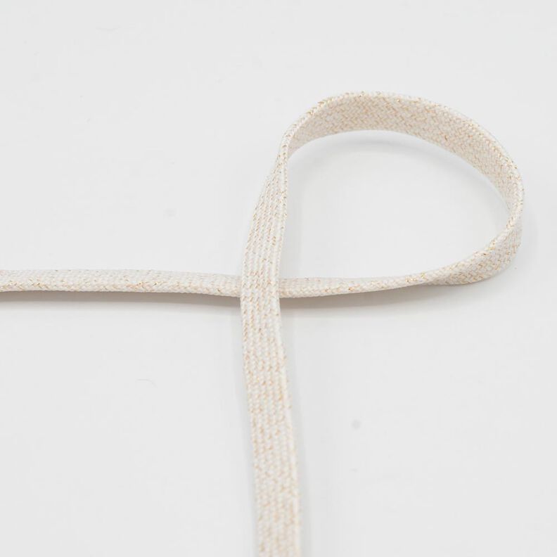 płaski sznurek Bluza z kapturem Lureks [8 mm] – naturalny/złoty metaliczny,  image number 1