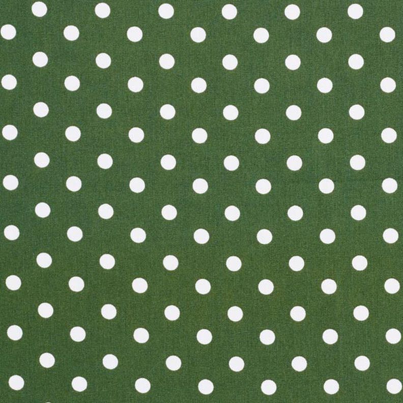 Popelina bawełniana Duże kropki – ciemna zieleń/biel,  image number 1