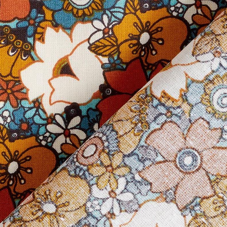 Tkanina bawełniana Kreton kwiaty retro – karmelka,  image number 4