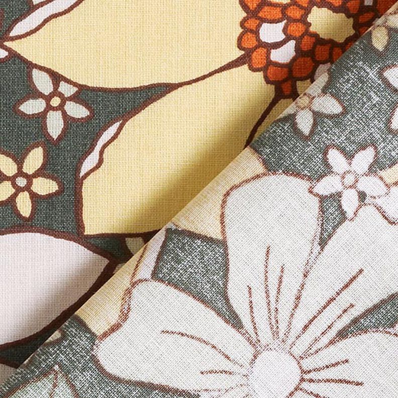 Tkanina bawełniana Kreton kwiaty retro – jasnopomarańczowy/jasna żółć,  image number 4