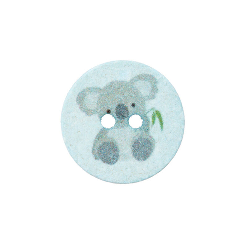 Guzik poliestrowy z 2 dziurkami Recycling Koala [Ø18 mm] – błękit,  image number 1