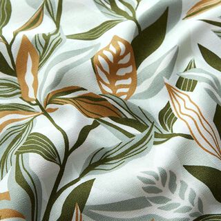 Tkanin dekoracyjna Płótno malowane liście – zieleń/biel, 