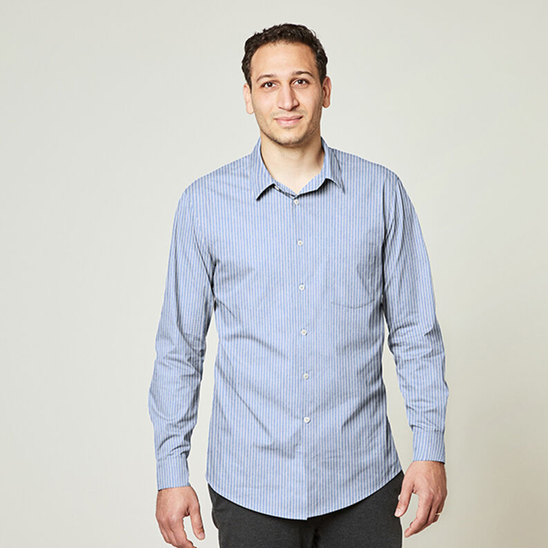 Tkanina na bluzki Mieszanka bawełny paski – jasnoniebieski/biel,  image number 6
