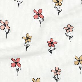 Dżersej wafel kwiaty | Poppy Fabrics – kość słoniowa/brzoskwinia, 