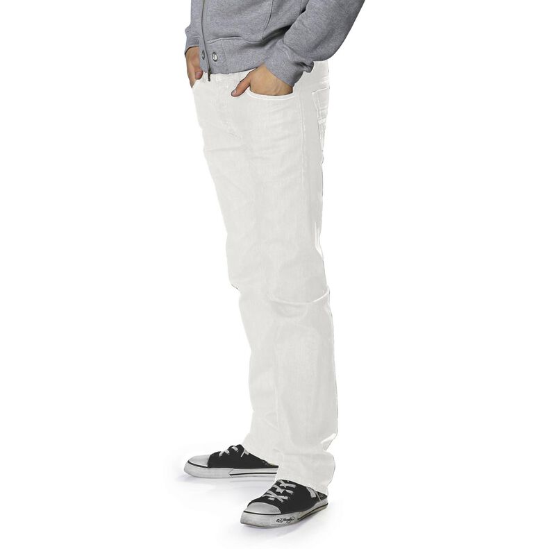 Denim strecz z mieszanki bawełny, średni – mleczna biel,  image number 7