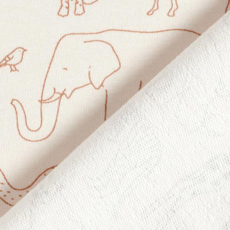 Dzianina dresowa pętelkowa French Terry narysowane zwierzęta na safari – jasnobeżowy,  image number 5