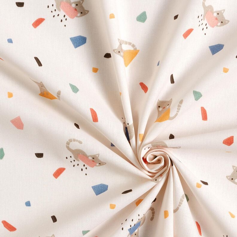 Popelina bawełniana kocie konfetti – kość słoniowa/jasny kreci,  image number 3