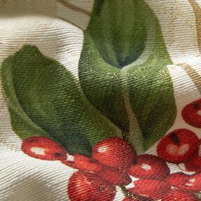 Tkanin dekoracyjna Żakard Lureks ostrokrzew – naturalny/złoto, 