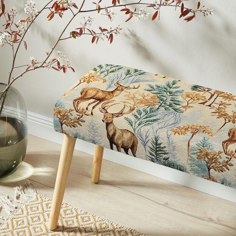 Tkanin dekoracyjna Gobelin jesienny las &ndash; jasnobeżowy/zieleń,  image number 5