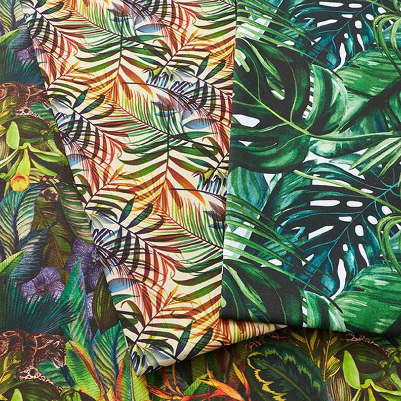 Tkanina dekoracyjna half panama liście palmowe – zieleń,  image number 5