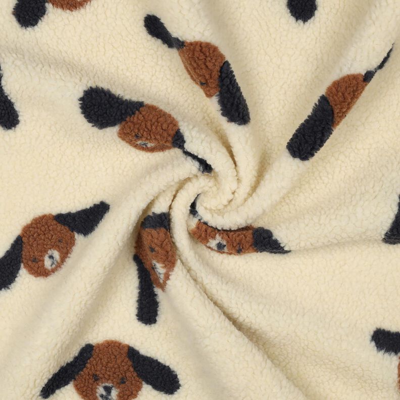 Puszysty plusz psie głowy | Poppy Fabrics – jasnobeżowy/czarny brąz, image number 3