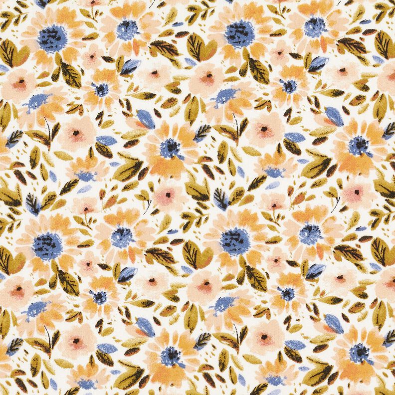 Popelina bawełniana w morze kwiatów – nerkowiec/biel,  image number 1