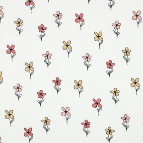 Dżersej wafel kwiaty | Poppy Fabrics – kość słoniowa/brzoskwinia, 