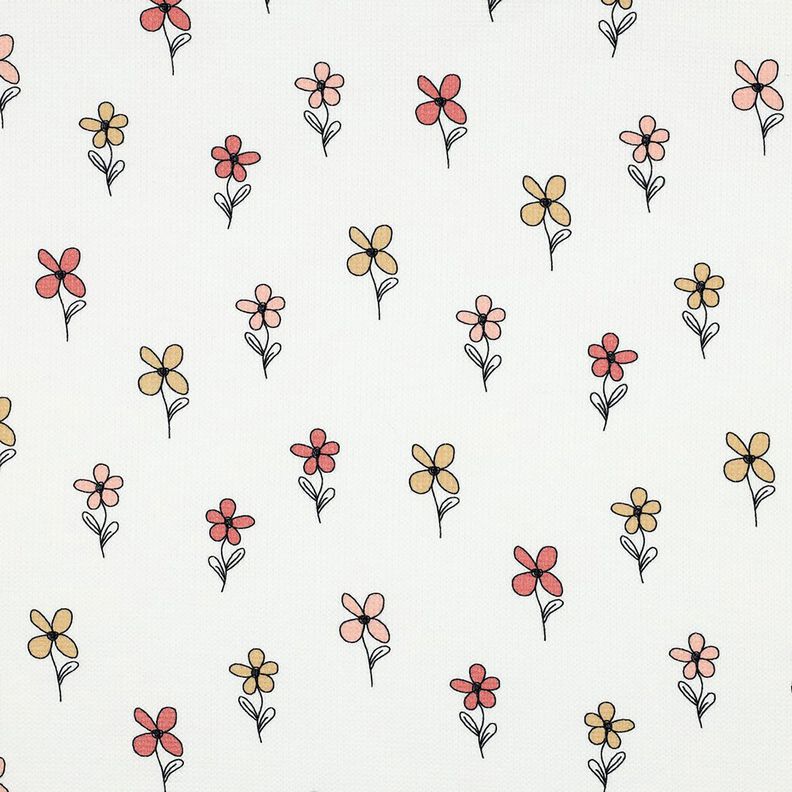 Dżersej wafel kwiaty | Poppy Fabrics – kość słoniowa/brzoskwinia,  image number 1