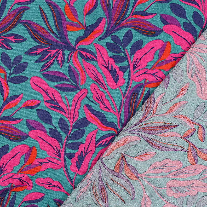 Satyna bawełniana Lush Leaves | Nerida Hansen – turkus/purpura,  image number 4