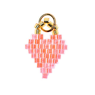 Przywieszka Brick Stitch Heart [11 mm  x 16 mm] | Rico Design – pomarańcza, 