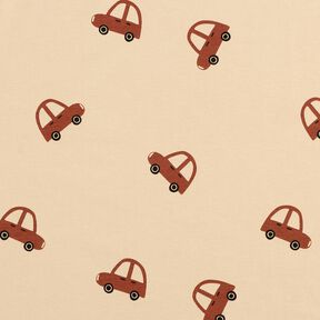 Dzianina dresowa p?telkowa French Terry du?e samochody retro &ndash; krem, 