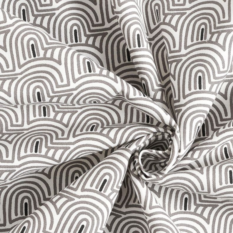 Tkanin dekoracyjna Half panama minimalistyczne łuki &ndash; biel/szary,  image number 3
