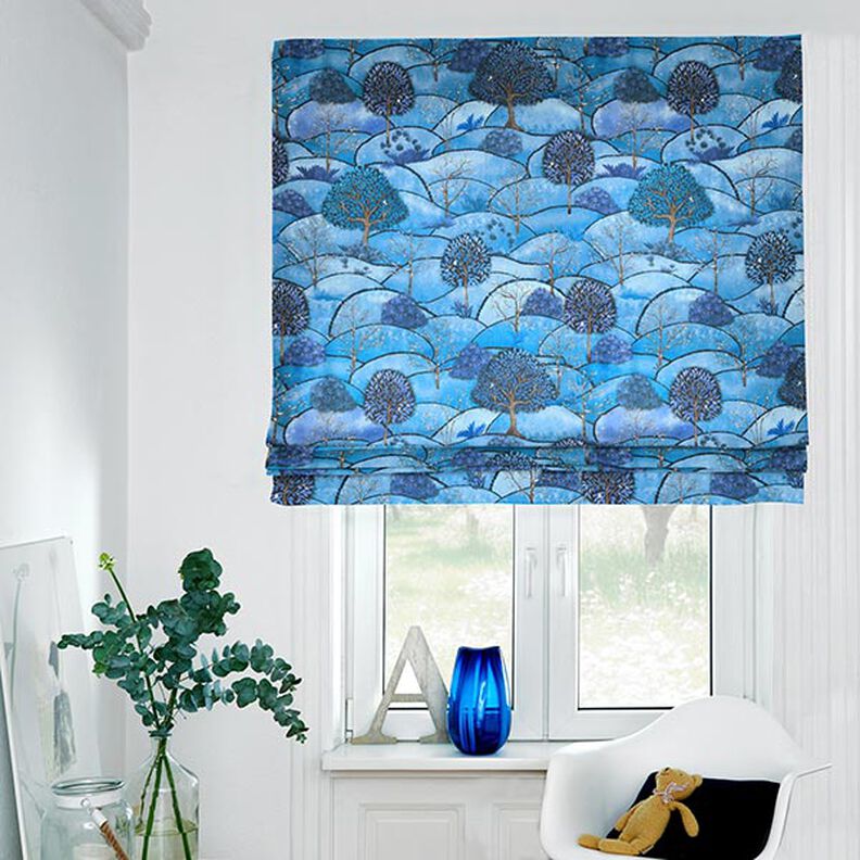 Tkanina dekoracyjna półpanama z nadrukiem cyfrowym Krajobraz zimowy – jasnoniebieski,  image number 5