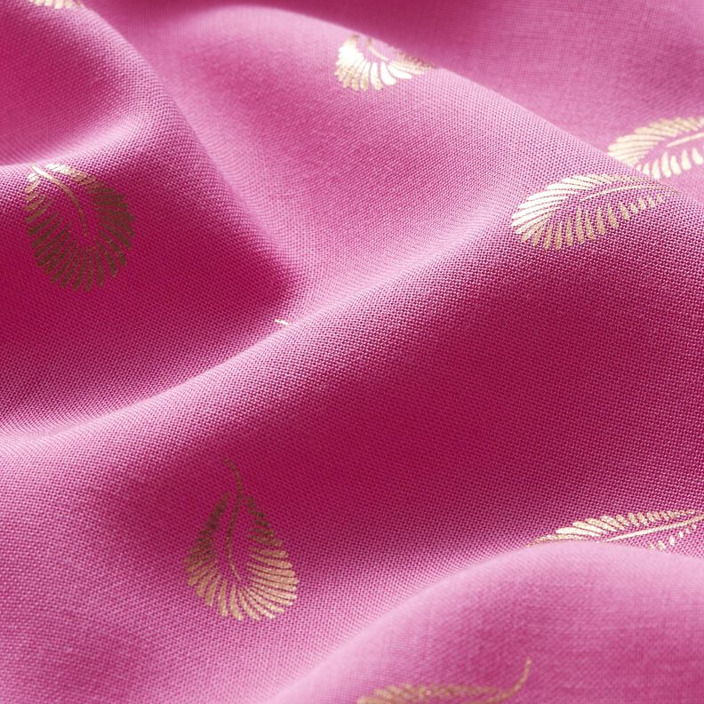 Tkanina wiskozowa z nadrukiem foliowym w pióra – pink,  image number 2