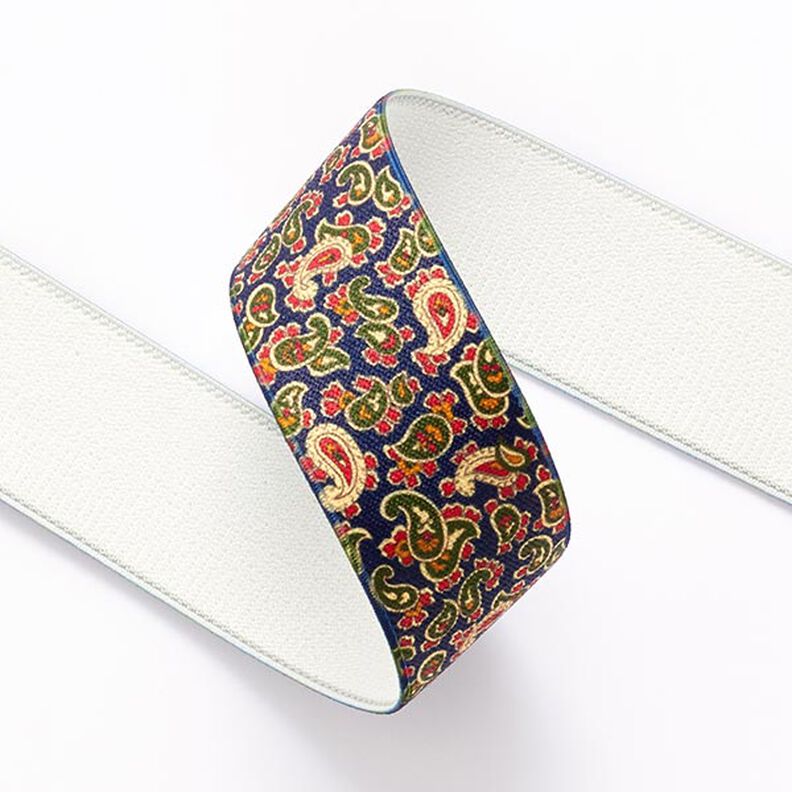 Guma – paisley  [ 3,5 cm ] – granat/zieleń,  image number 2