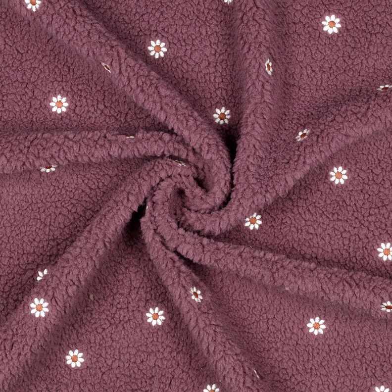 Puszysty plusz haftowane kwiatuszki | Poppy Fabrics – ciemny brudny róż,  image number 3