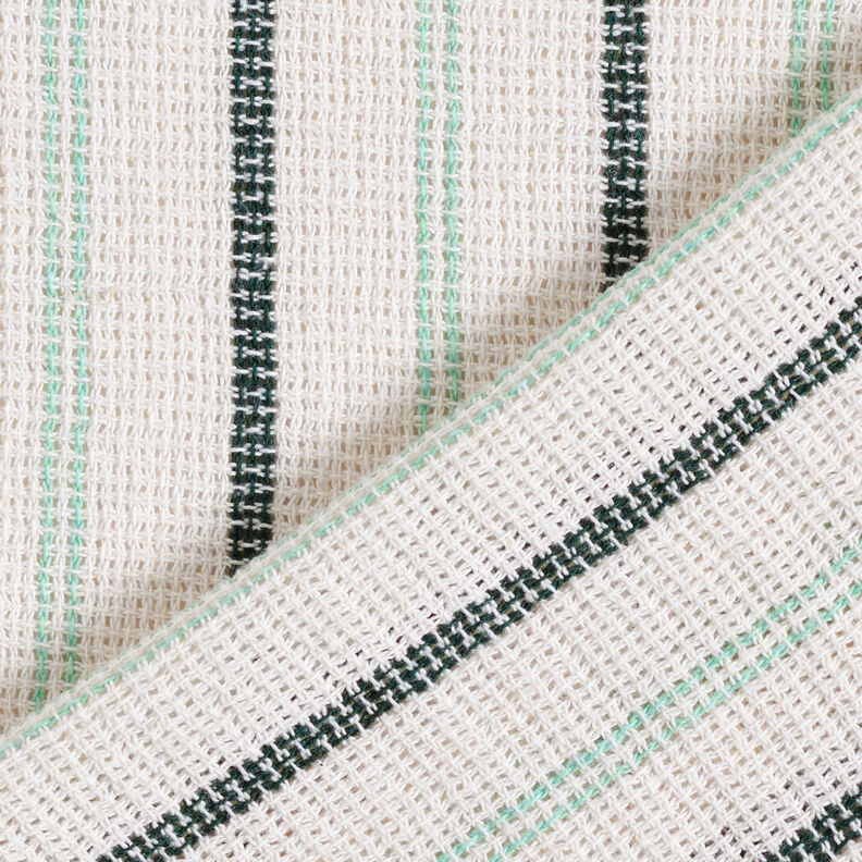 Tkanina bawełniana o strukturze siatki w pionowe paski – biel/mięta pieprzowa,  image number 4