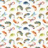 Dżersej bawełniany zawadiackie kameleony nadruk cyfrowy | by Poppy – mleczna biel | Resztka 100cm,  thumbnail number 1