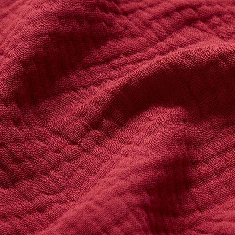 GOTS Trójwarstwowy muślin bawełniany – czerwień karminowa,  image number 3