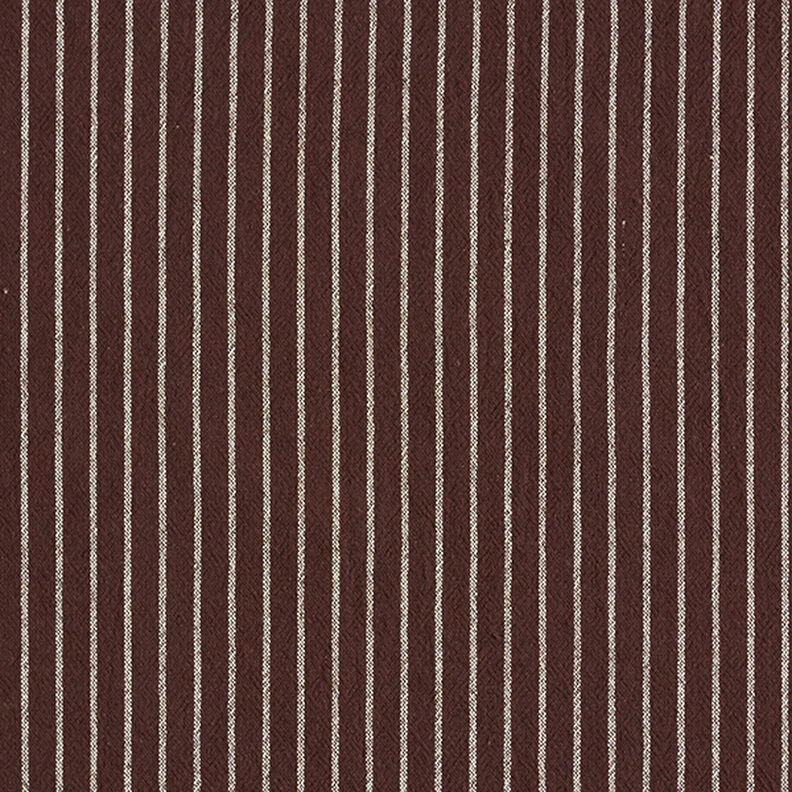Tkanina na bluzki Mieszanka bawełny szerokie pasy – ciemny brąz/mleczna biel,  image number 1