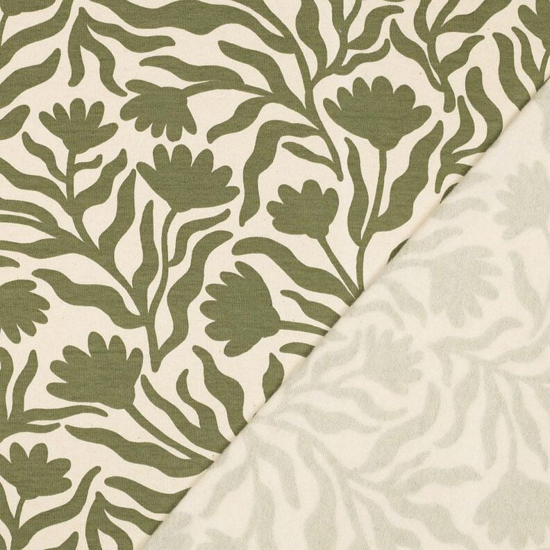 Dzianina dresowa drapana niebielona kwiaty | Poppy Fabrics – krem/khaki,  image number 4