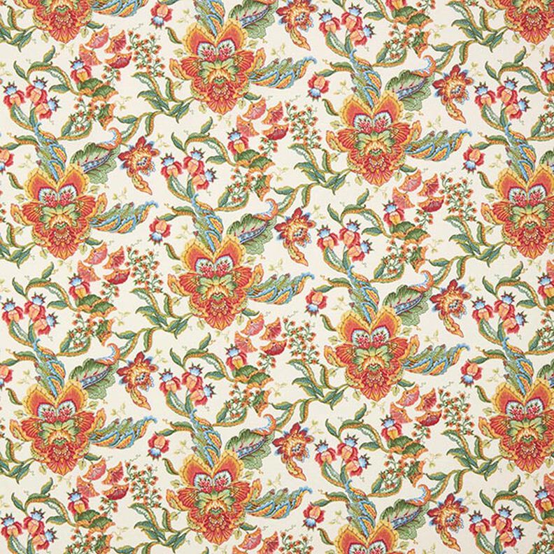 Tkanina dekoracyjna płótno orientalne ornamenty kwiatowe 280 cm – naturalny/zieleń,  image number 1