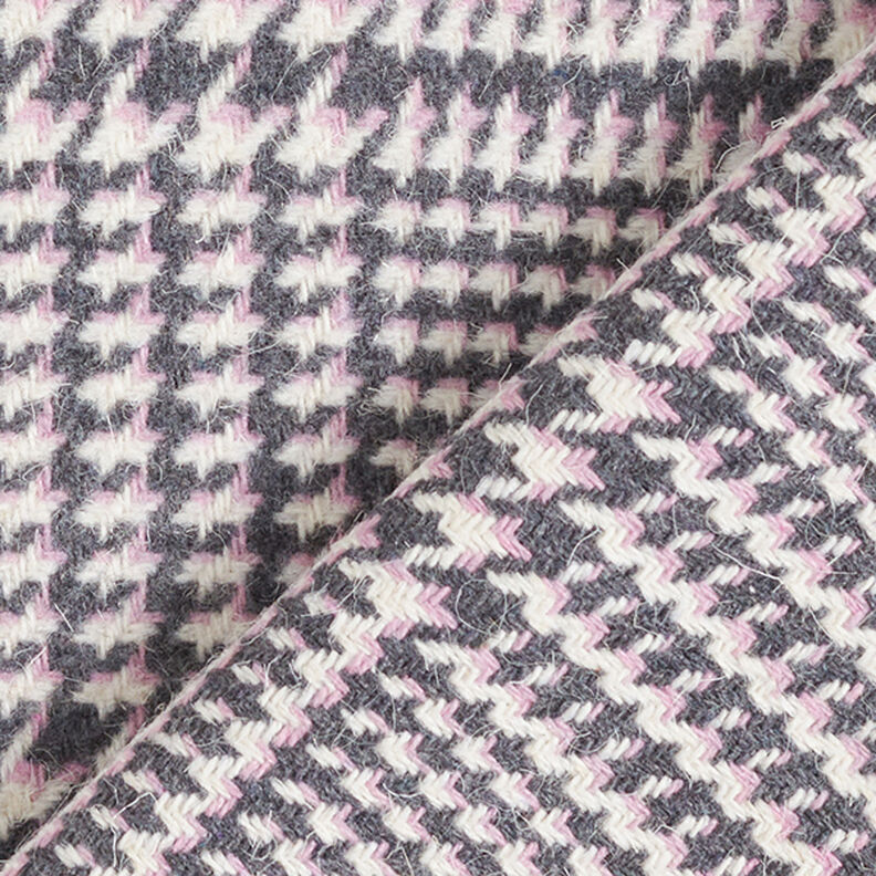 Materiał na płaszcze w kratkę glen – antracyt/róż | Resztka 60cm,  image number 4
