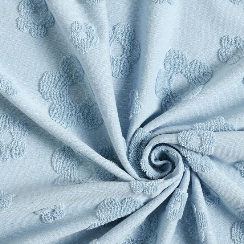 Dzianina frotte kwiaty – srebrny niebieski, image number 3