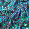 Szyfon z satynowymi, błyszczącymi paskami w kwiaty paisley – turkus/czerń,  thumbnail number 2