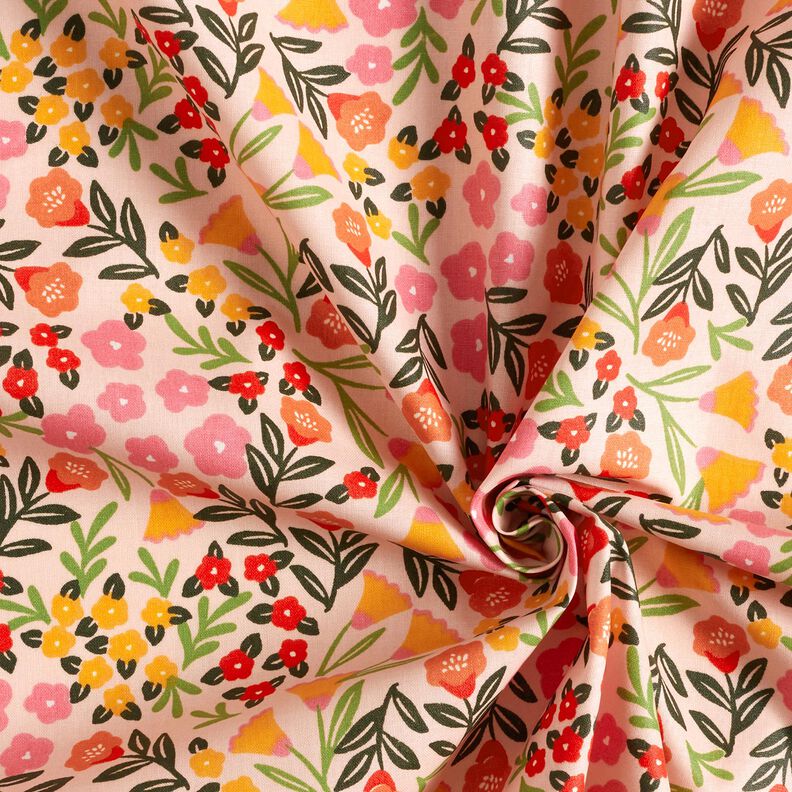Bawełna powlekana ukwiecona łąka – jasnobeżowy/pink,  image number 4