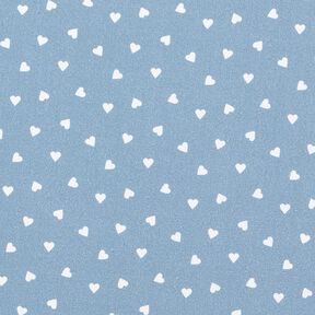 Popelina z bawełny organicznej rozproszone serca – jasnoniebieski jeans, 
