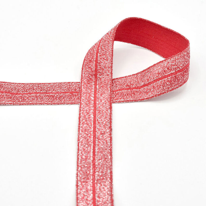 Lamówka elastyczna (guma łamana) brokat [20 mm] – czerwień,  image number 1
