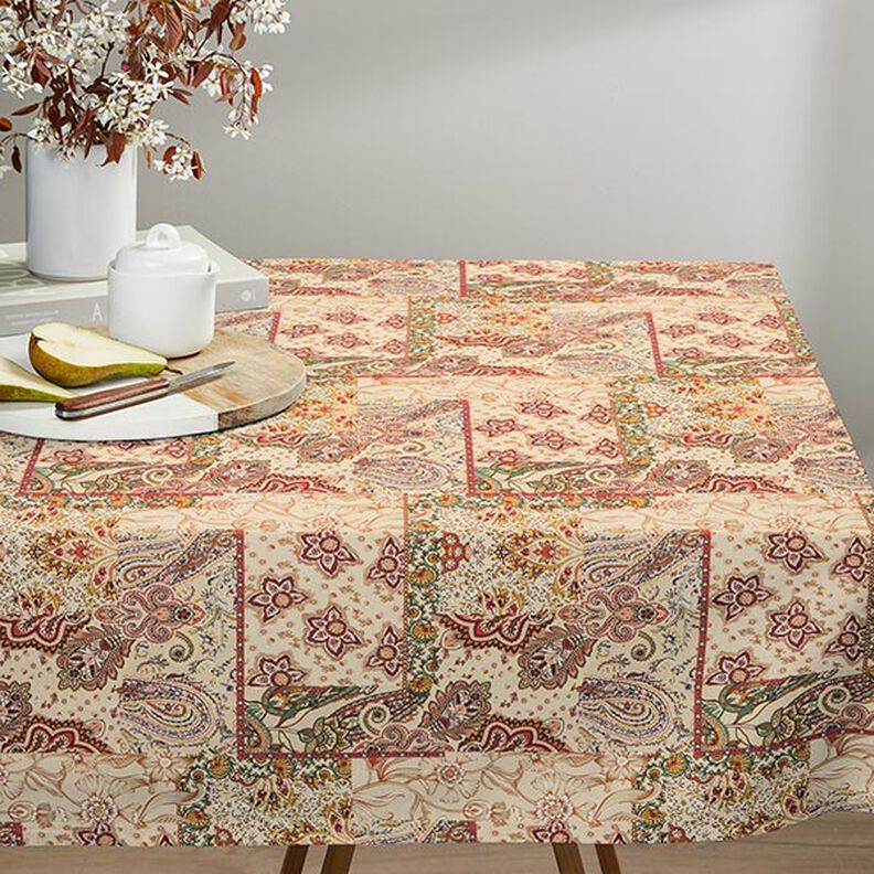 Tkanin dekoracyjna Half panama retro Paisley – beż,  image number 7