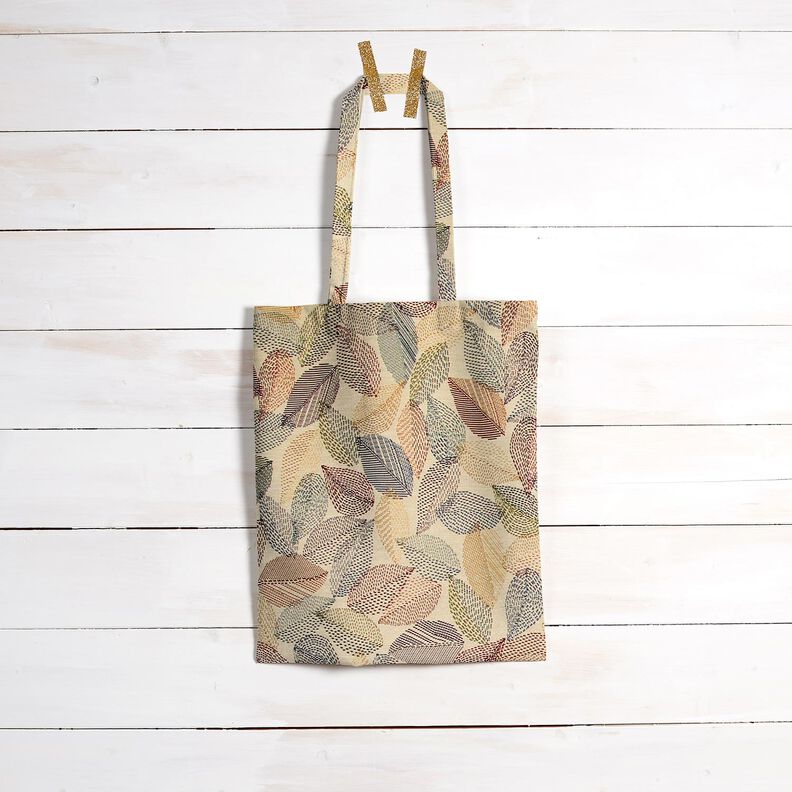 Tkanin dekoracyjna Gobelin szkice liści – jasnobeżowy/zieleń,  image number 6