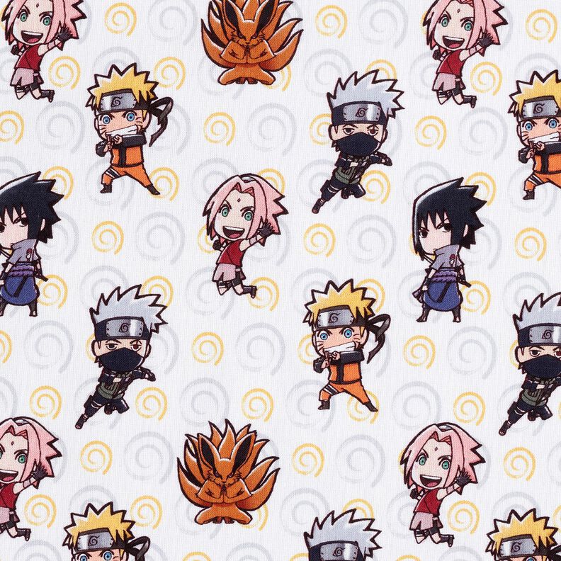 Popelina bawełniana Chibi Naruto Tkanina na licencji – biel,  image number 1