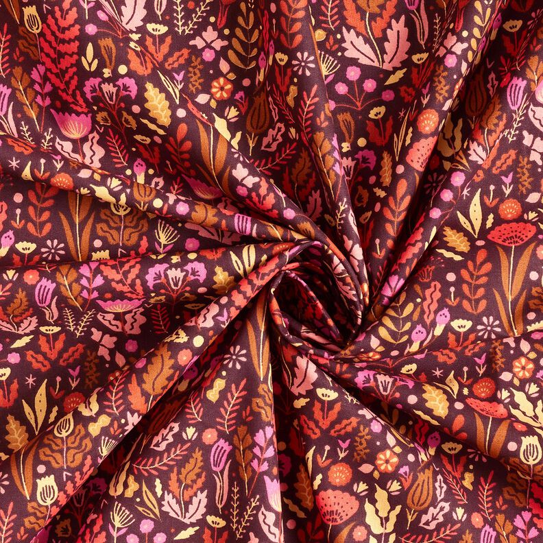 Tkanina bawełniana Kreton polne kwiaty – merlot/purpura, image number 3