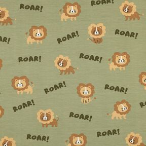Dżersej bawełniany lew | Poppy Fabrics – pistacja/brąz sarni, 