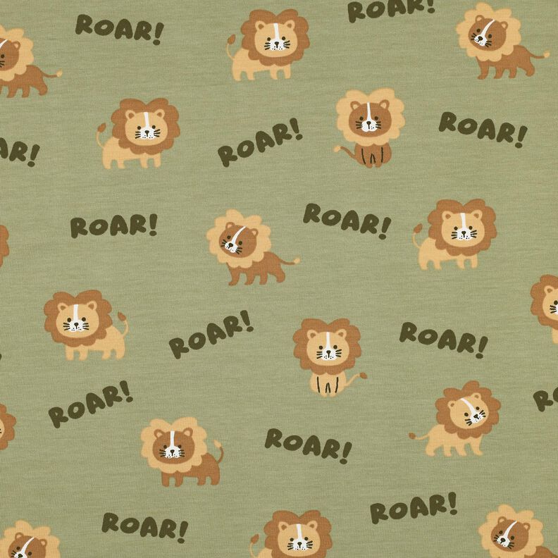 Dżersej bawełniany lew | Poppy Fabrics – pistacja/brąz sarni,  image number 1