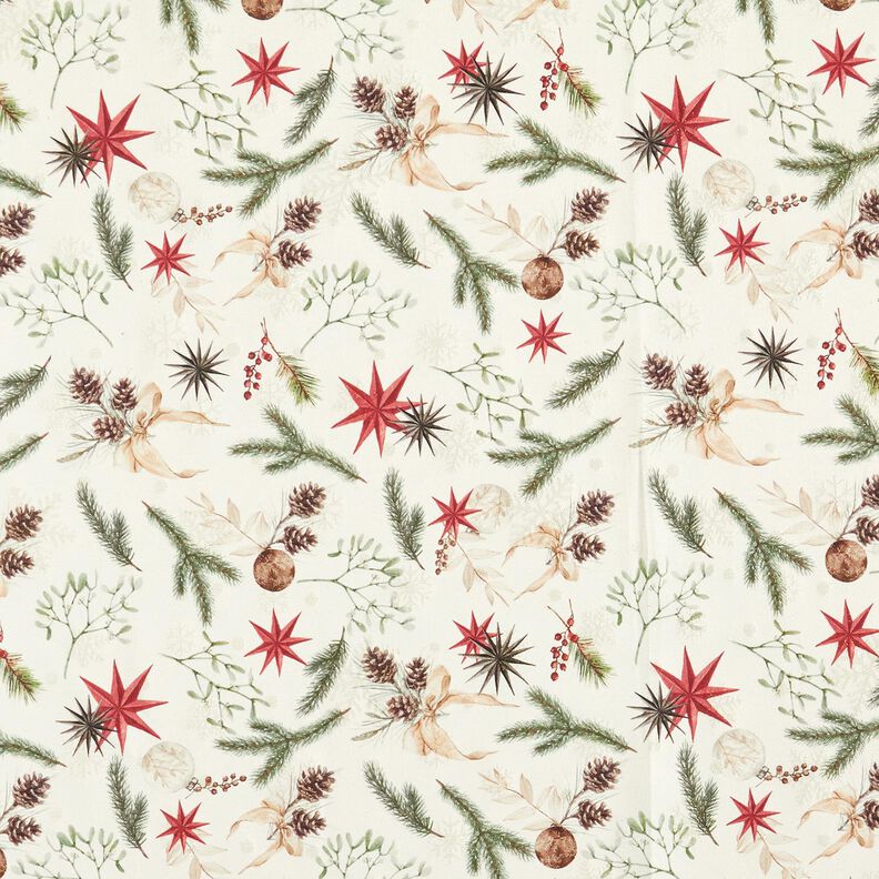 Tkanin dekoracyjna Żakard Lureks gałązki jodły – naturalny/złoto,  image number 1