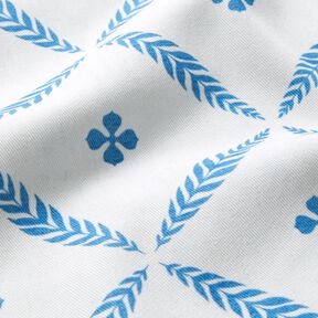 Tkanin dekoracyjna Diagonal bawełniany eleganckie romby – biel/błękit, 