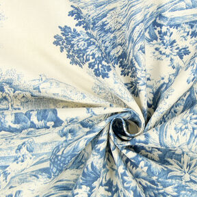 Toile de Jouy – stalowoniebieski, 