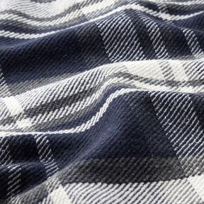 Tkanina płaszczowa w kratkę z futerkiem na lewej stronie – ciemnogranatowy/szary łupek, 
