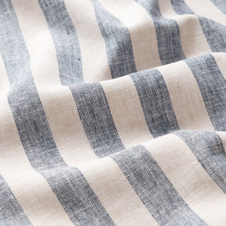 Mieszanka Lnu w Paski &ndash; naturalny/granatowy,  image number 2